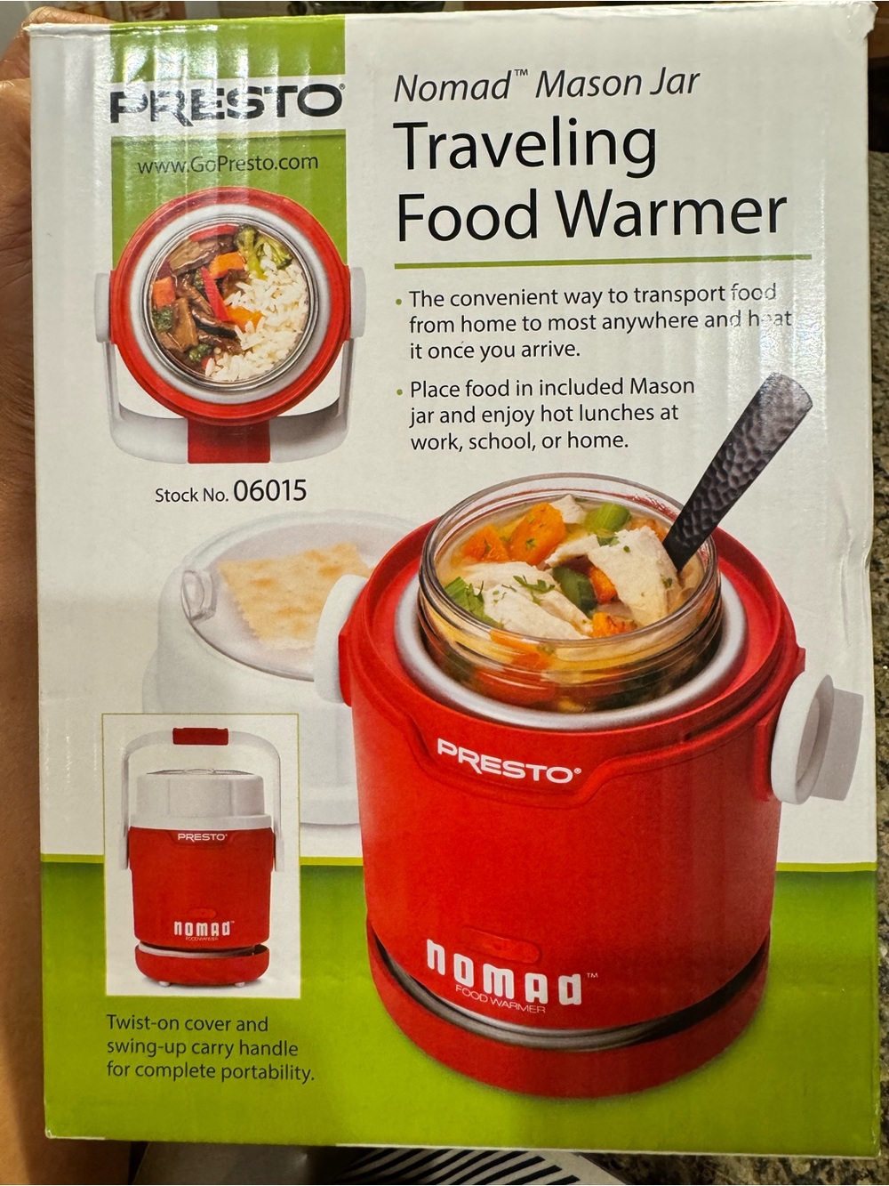 Presto Nomad Mason Jar Traveling Food Warmer — Red